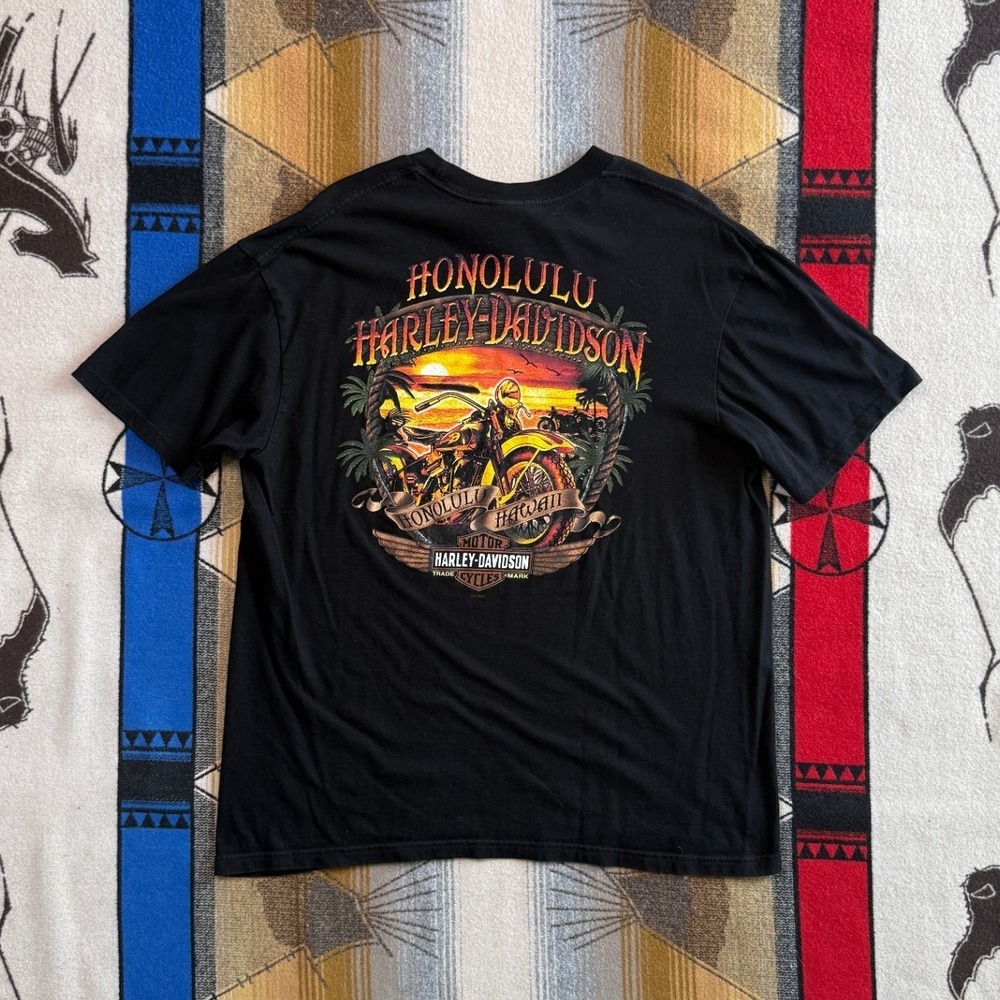 Harley Davidson Honolulu Hawaii Graphic T-Shirt Mens XL Black Short Sleeve Tee